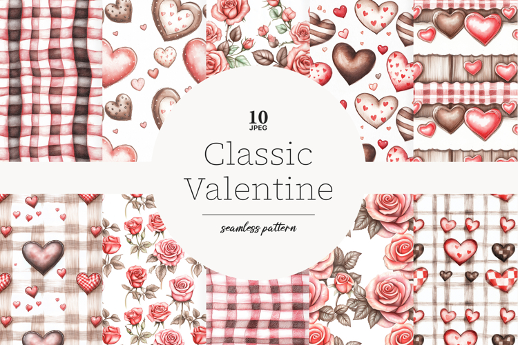 Romantic Valentines Day Digital Paper | Love Patterns