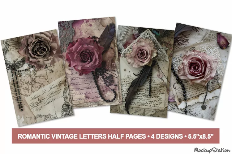Romantic Gothic Junk Journal Old Papers for Scrapbook JPG