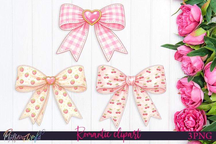 Sweet Fruit Bow Clipart| Feminine Sublimations | Coquette