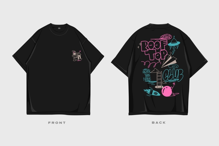 Rooftop Club Urban Streetwear Graffiti Graphic T-shirt