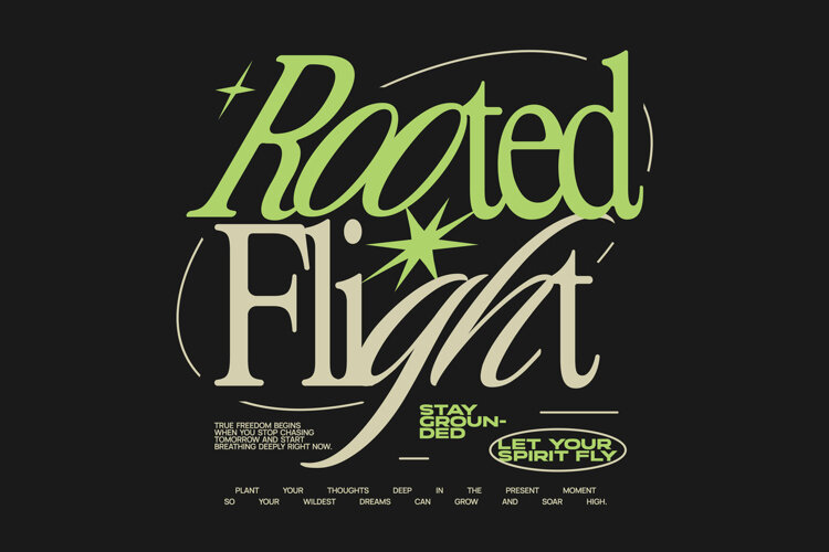 Rooted Flight Typography Lettering Quotes T-shirt Design example image 1