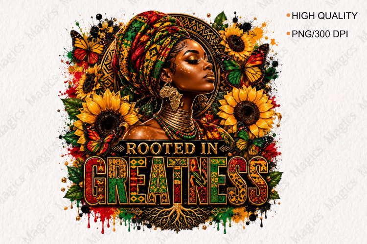 Rooted in Greatness African Heritage PNG for Juneteenth