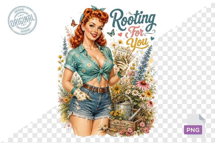 Rooting For You Cute Gardening Girl PNG Sublimation