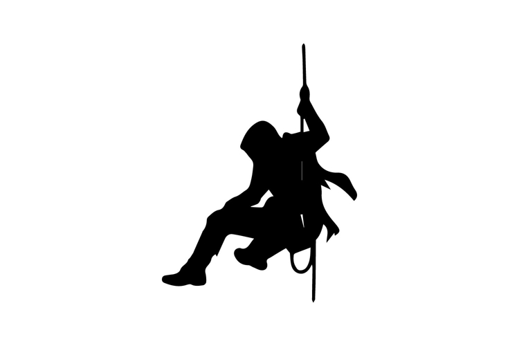Rope Descending Assassin Silhouette Illustration Design