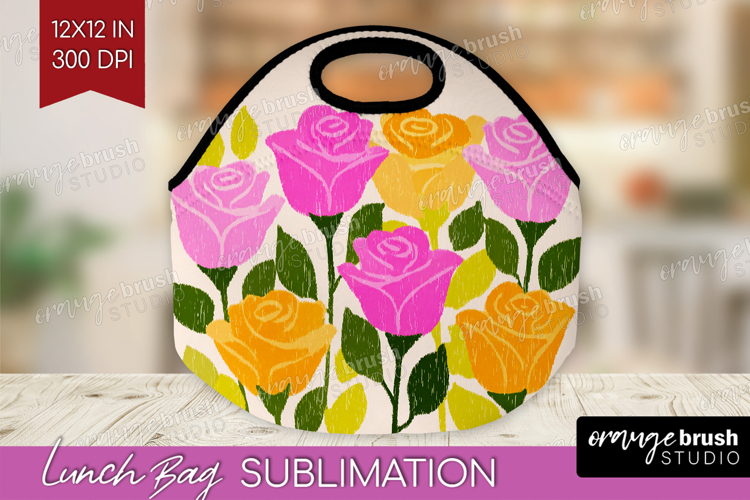 Rose Modern Floral Lunch Bag Sping Flower Lunch Bug PNG