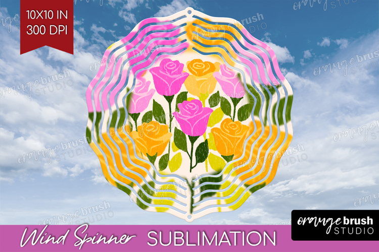 Rose Modern Floral Wind Spinner Sublimation PNG Sping Flower