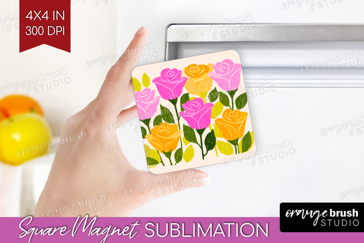 Rose Modern Floral Magnet Sublimation Sping Flower Square