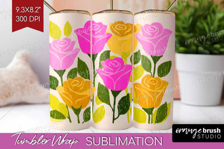 Rose Modern Floral Tumbler Wrap Sping Flower Tumbler PNG