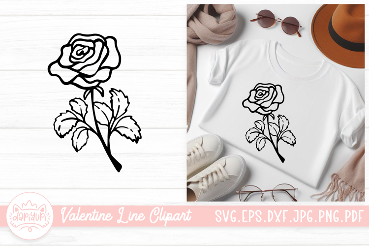 Rose Outline SVG Element For Valentines Day Clipart