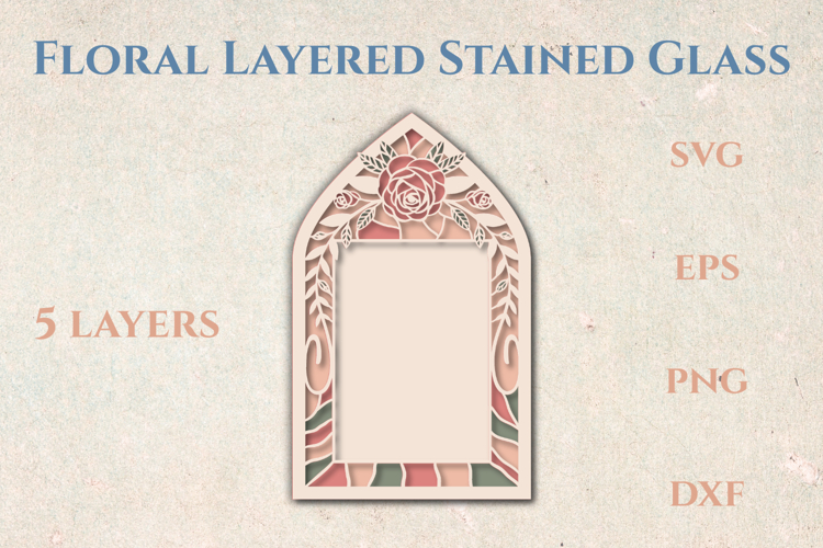 Rose Border Stained glass - 5 SVG layers