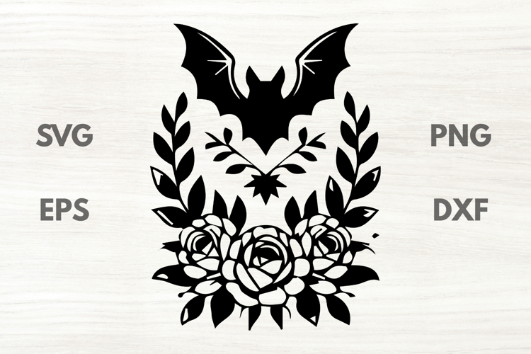Rose bouquet and bat SVG