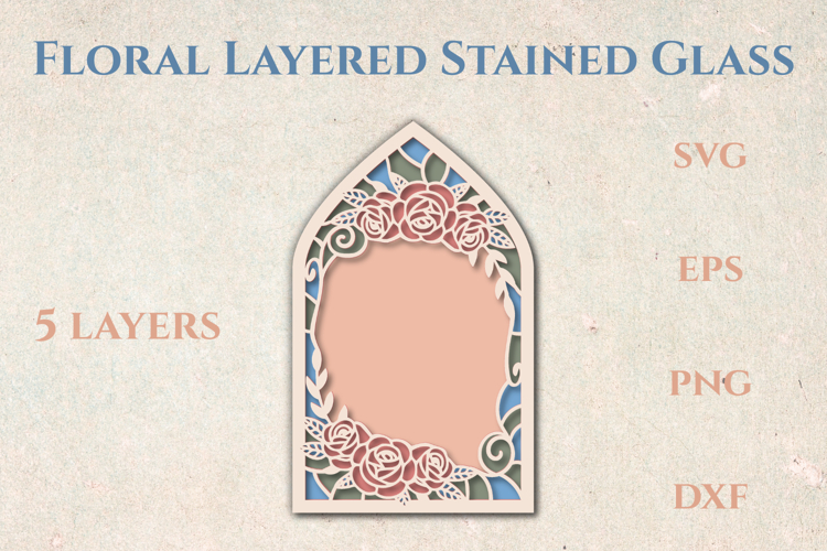 Rose Bouquets Stained glass - 5 SVG layers