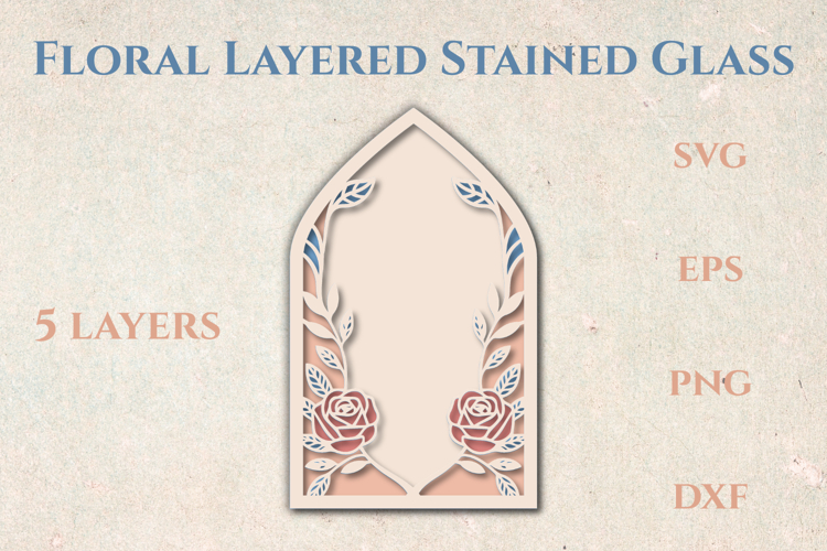 Roses Stained glass - 5 SVG layers