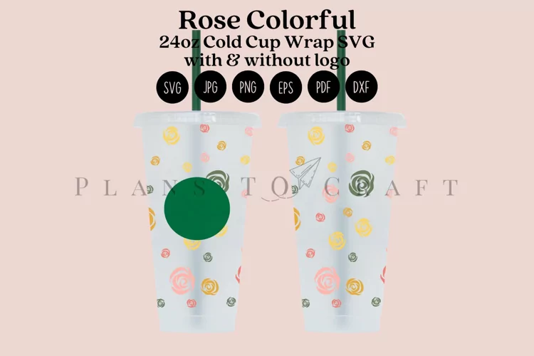 Rose Colorful 24oz Cold Cup Tumbler Wrap SVG