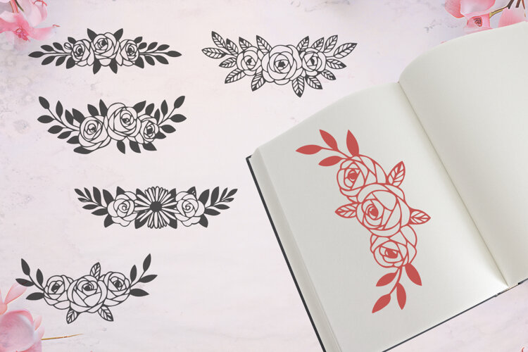 Rose Bouquet Dividers SVG example image 1