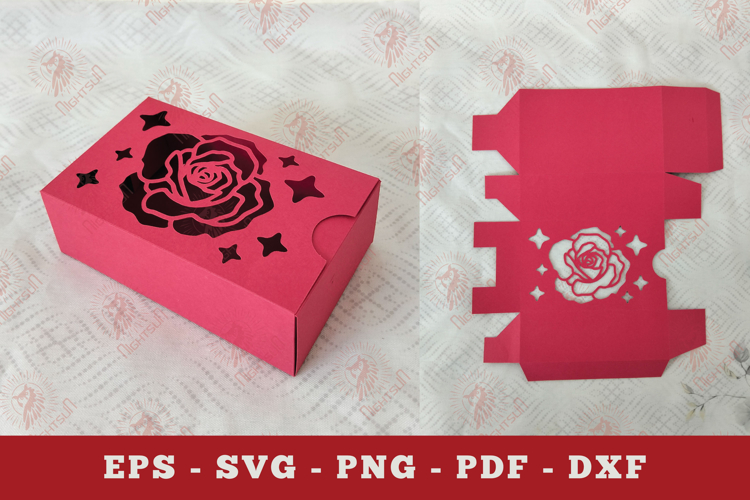 Rose Flower Gift Box Paper Cut SVG