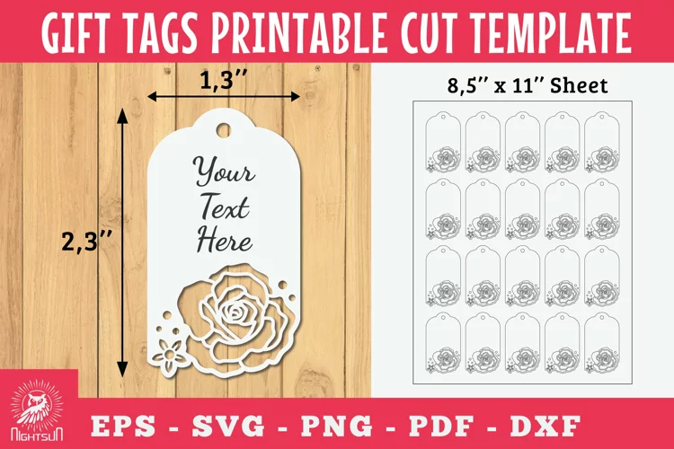 Rose Flower Gift Tags Printable Cut