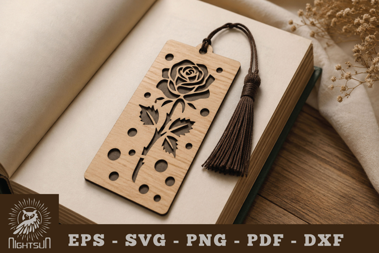 Rose Flower Lasercut Bookmark