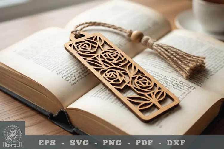 Rose Flower Lasercut Bookmark