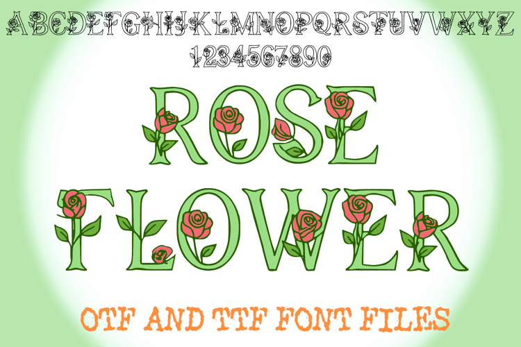 Rose Flower Lettering ABC Text Font Alphabet Floral OTF