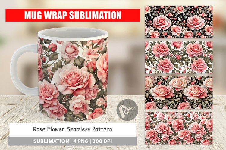 Mug Wrap Design Rose Pattern