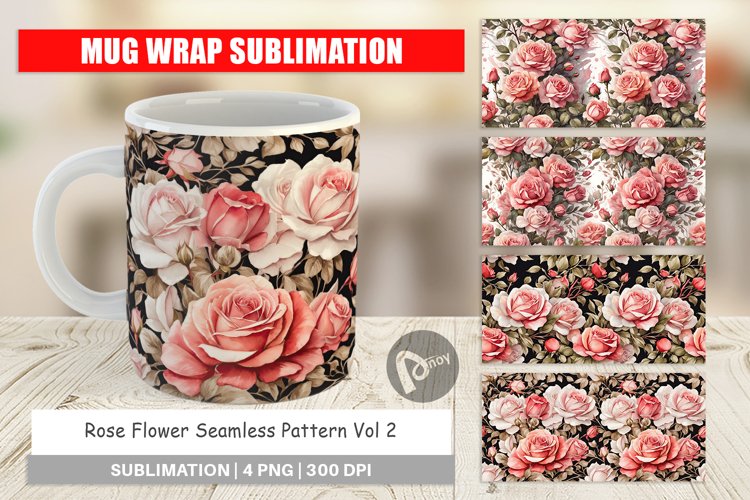 Mug Wrap Design Rose Pattern