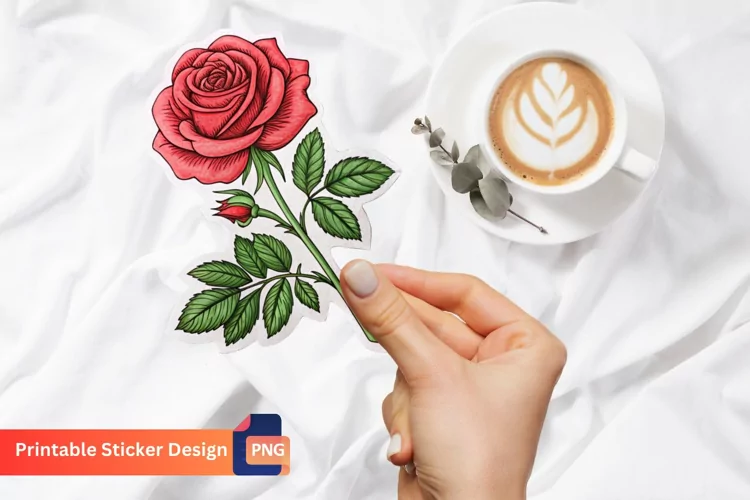 Rose Flower Sticker, Floral Sticker, Nature Sticker