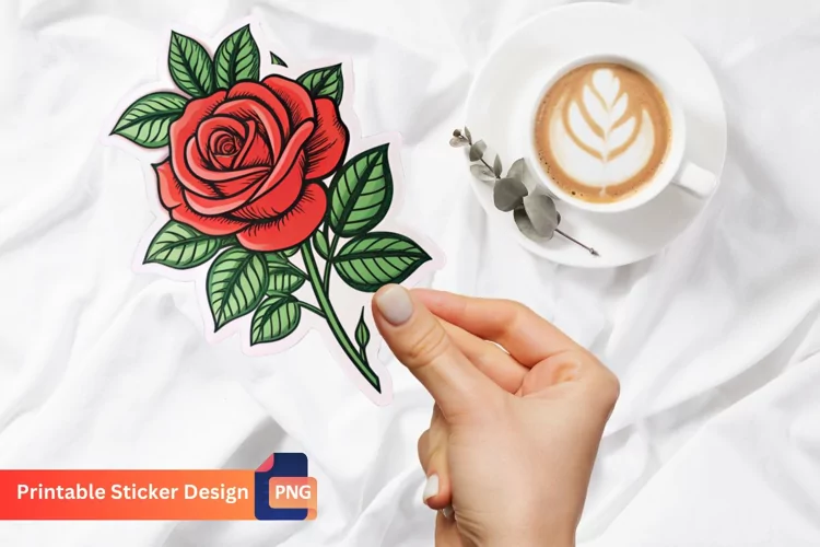 Rose Flower Sticker, Floral Sticker, Nature Sticker