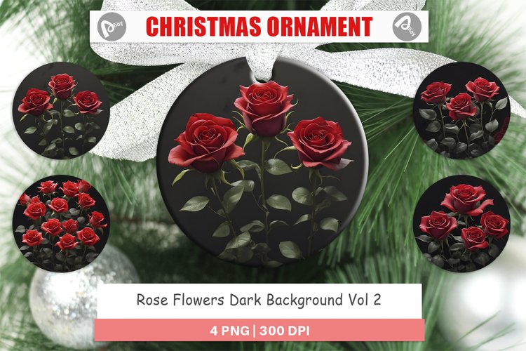Rose Flowers Dark Christmas Ornaments