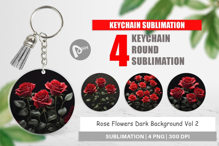 Keychain Rose Flowers Dark