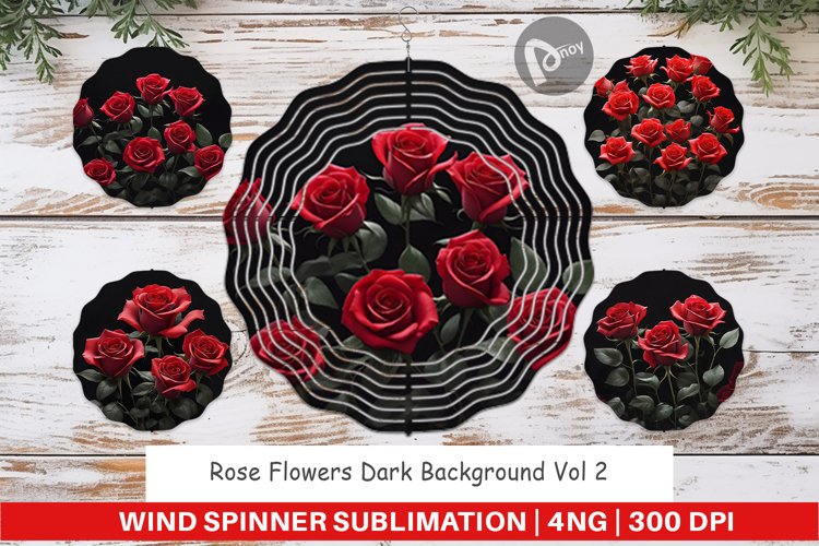 Wind Spinner Rose Flowers Dark