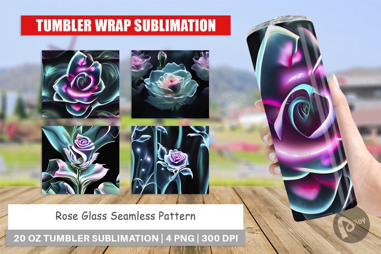 Tumbler Wrap Rose Glass Pattern