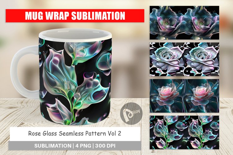 Mug Wrap Design Rose Glass Pattern