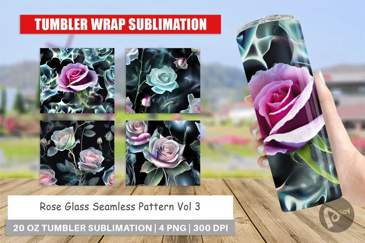 Tumbler Wrap Rose Glass Pattern