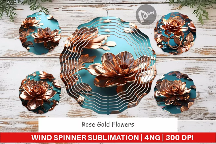 Wind Spinner Rose Gold Flowers
