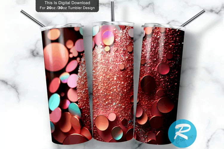 Rose Gold Glitter 20oz/30oz Skinny Tumbler