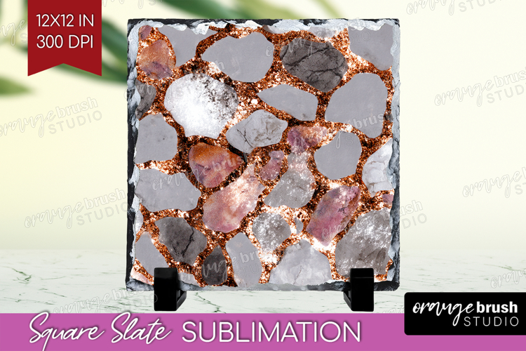 Rose Gold Texture Slate PNG - Glitter Background Square