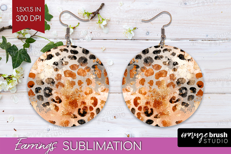Rose Gold Texture Round Earrings - Glitter Background PNG