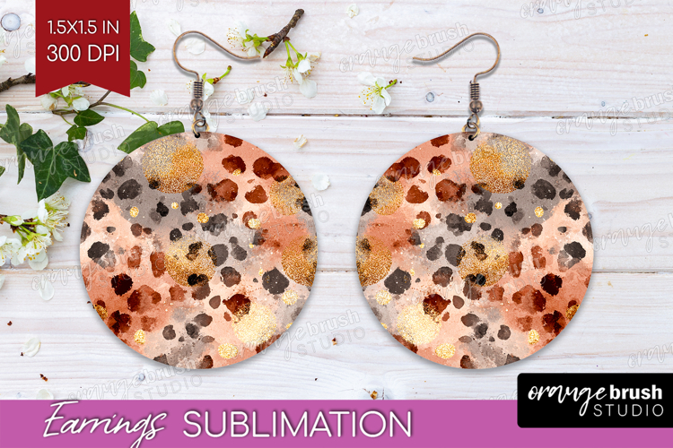 Rose Gold Texture Round Earrings - Glitter Background PNG