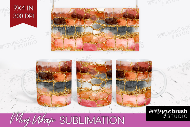 Rose Gold Texture Mug Wrap - Glitter Background Mug PNG