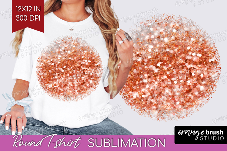 Rose Gold Texture Round Tshirt Background - Glitter PNG