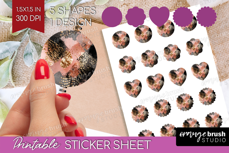 Rose Gold Texture Round Sticker - Glitter Background Sticker