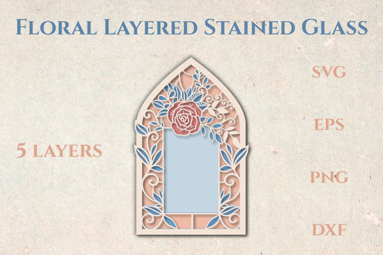 Detailed Rose Stained glass - 5 SVG layers