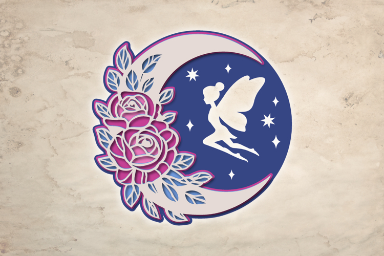 Rose Moon Fairy - 5 SVG layers