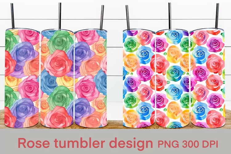 Rose tumbler wrap | Rose pattern tumbler sublimation