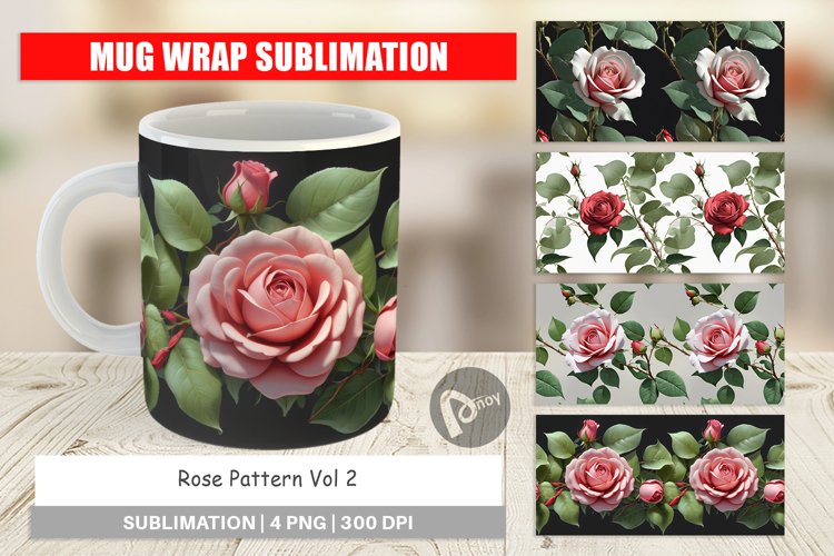 Mug Wrap Design Rose Pattern