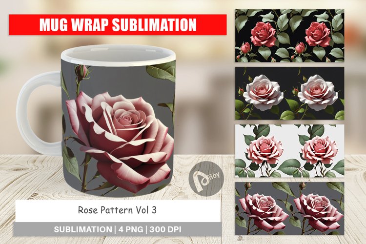 Mug Wrap Design Rose Pattern