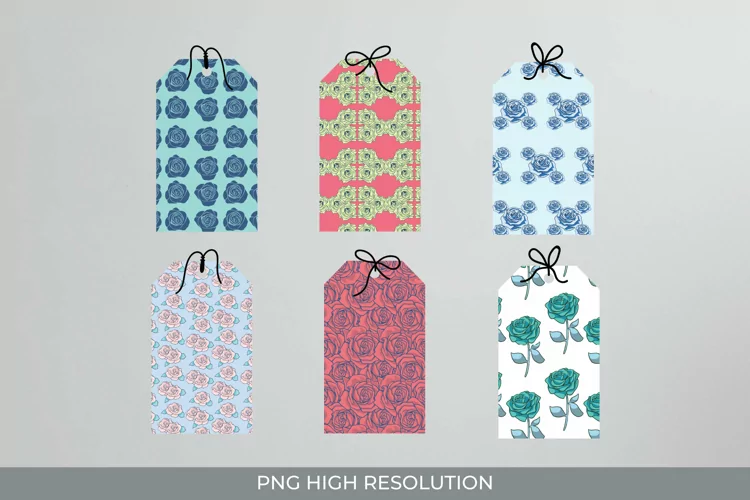 Rose Patterned Shaped Tags