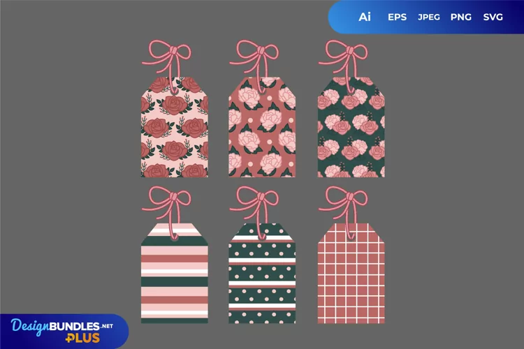 Rose Patterned Shaped Tags