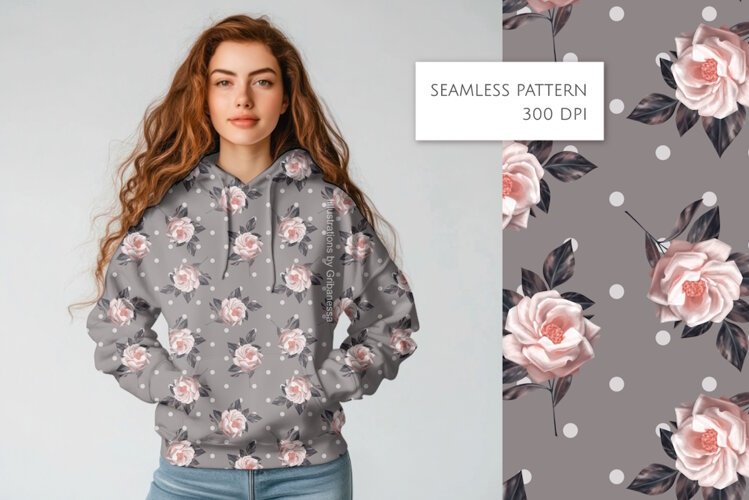Rose Polka Dot Seamless Pattern example image 1
